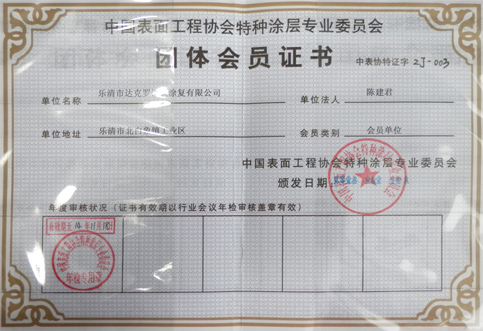 團體會員證書